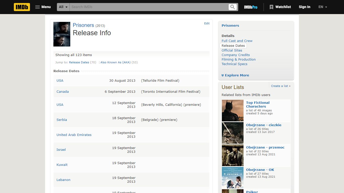 Prisoners (2013) - Release Info - IMDb